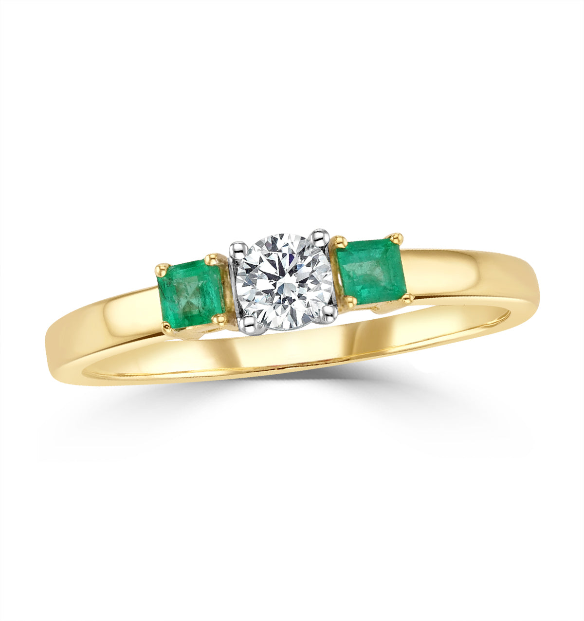 Emerald 0.20ct And Diamond 18K Gold Ring