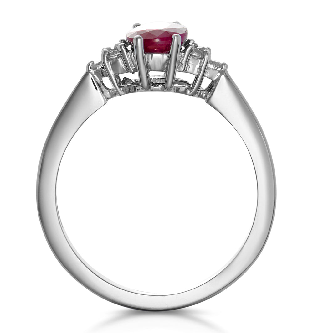 Ruby 0.90ct And Diamond 18K White Gold Ring
