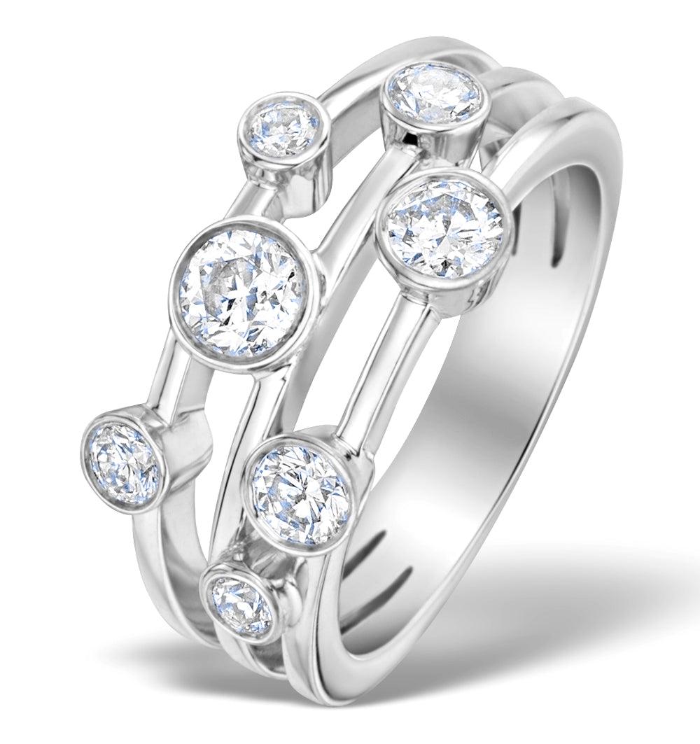 Rain Drops Diamond 1.00ct And Platinum Rubover Ring