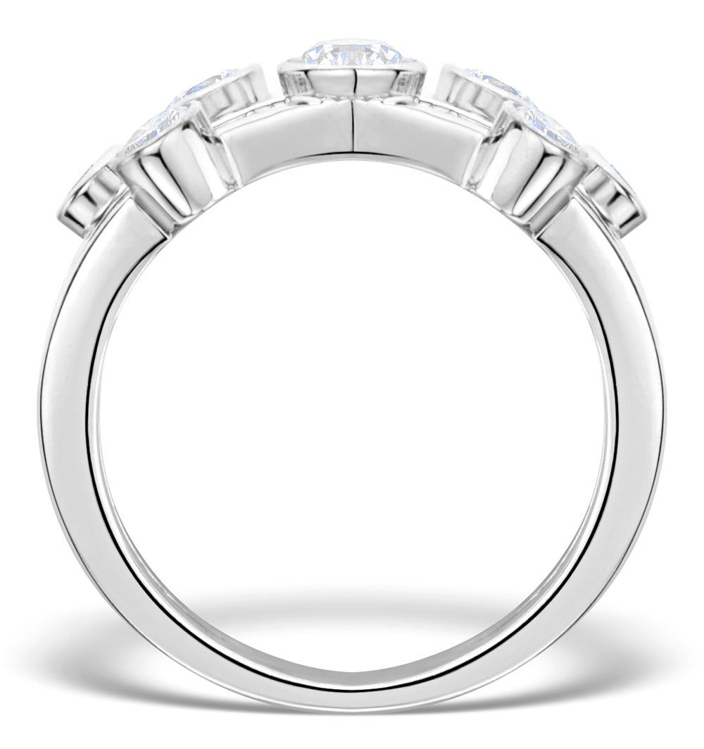 Rain Drops Diamond 1.00ct And Platinum Rubover Ring