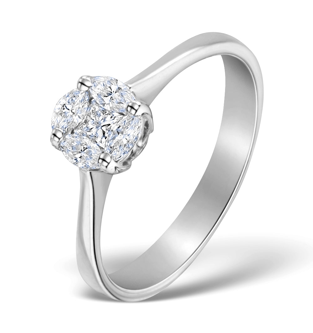 Galileo 1.00ct Look Diamond 0.38ct And 18K White Gold Ring