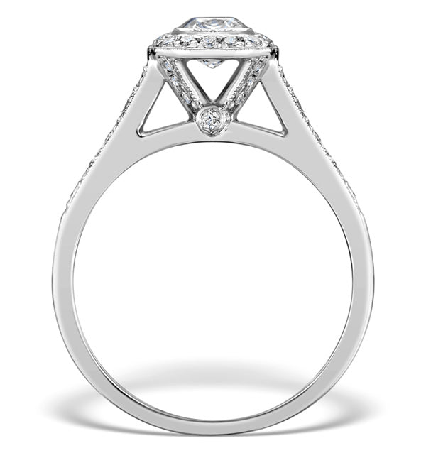 Halo Engagement Ring Alice 0.90ct H/SI Diamond in 18K White Gold