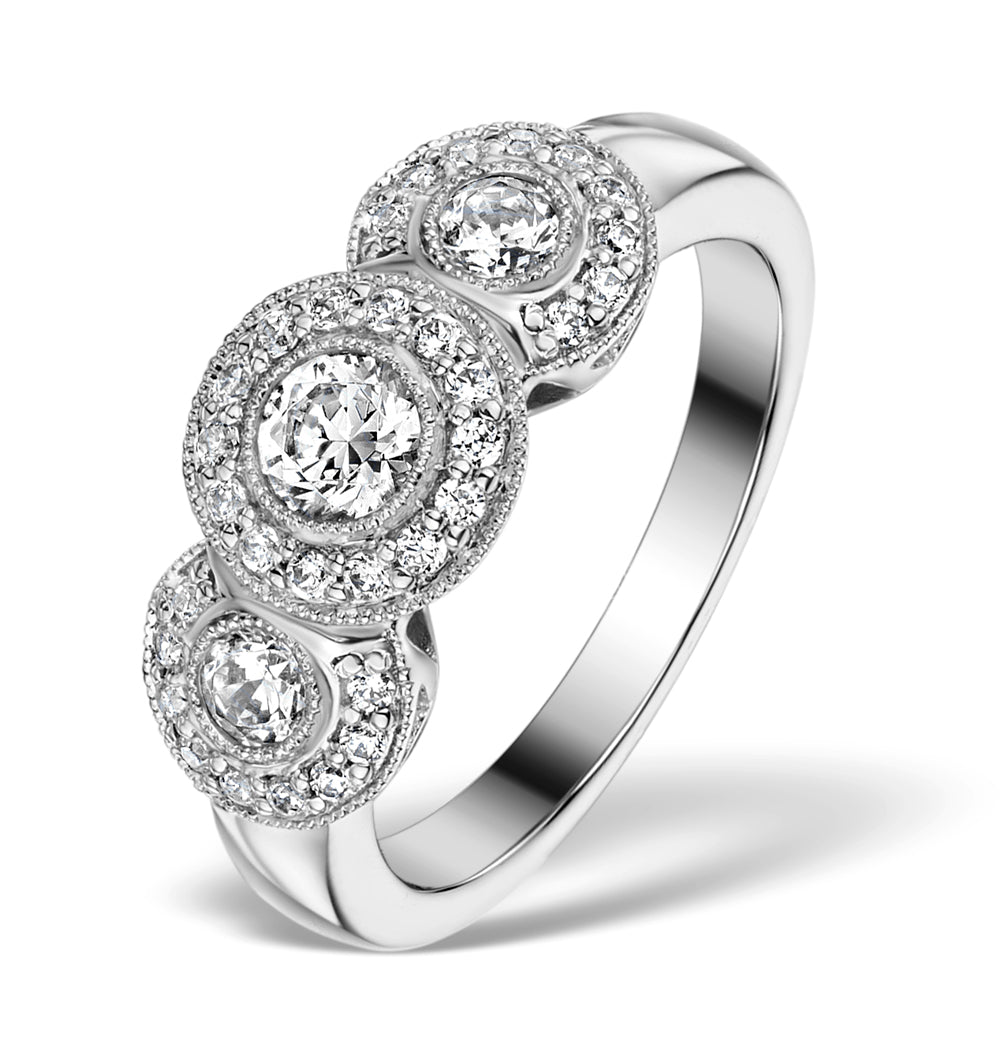 Halo Pave Ring - Celeste - 0.92ct of H/Si Diamonds in 18K White Gold