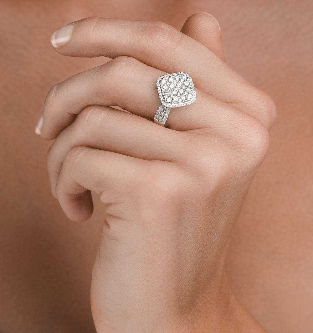 Diamond Galileo 1.75CT Side Stone Ring in 18K White Gold Ring - N4536Y