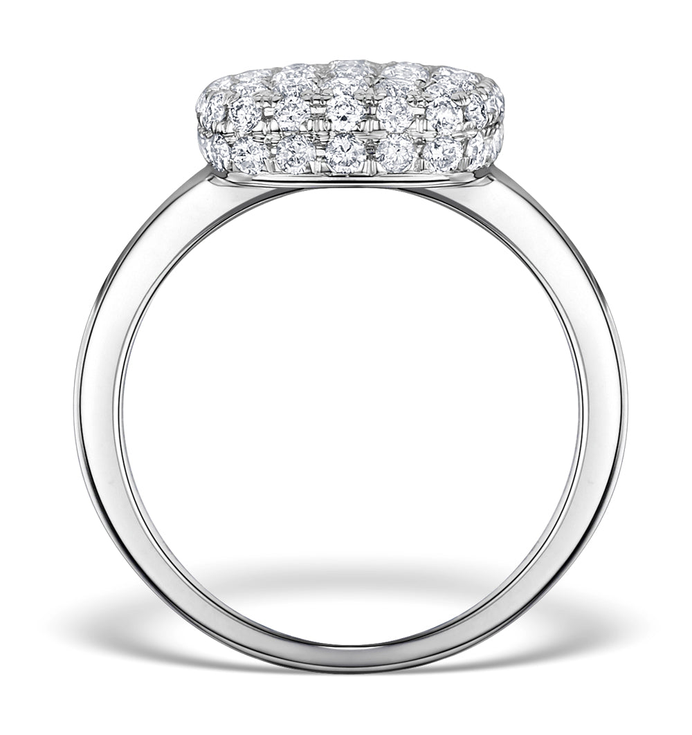 Diamond Pave Cushion Ring 1.25CT H/Si in 18K White Gold Ring - N4537Y