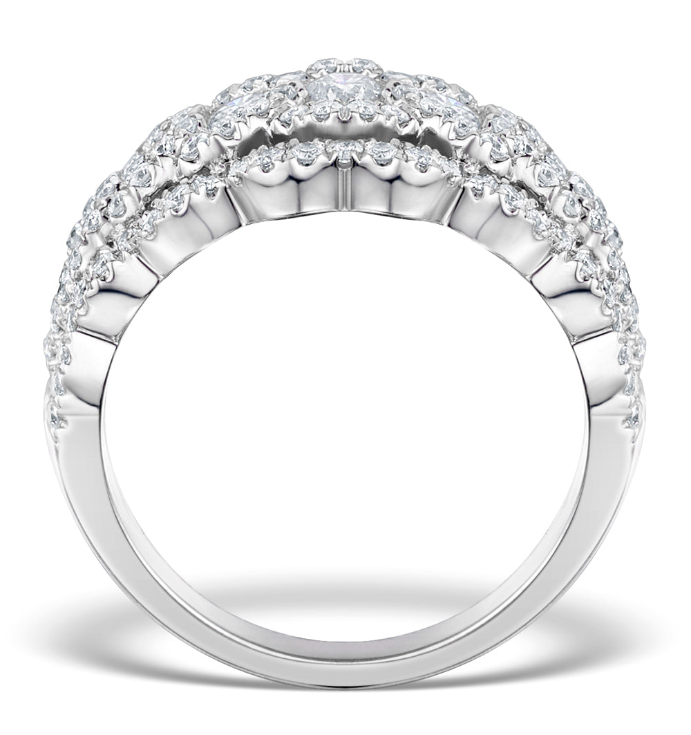 Lab Diamond Art Deco 9K White Gold Ring 1.25CT H/Si - N4544Y