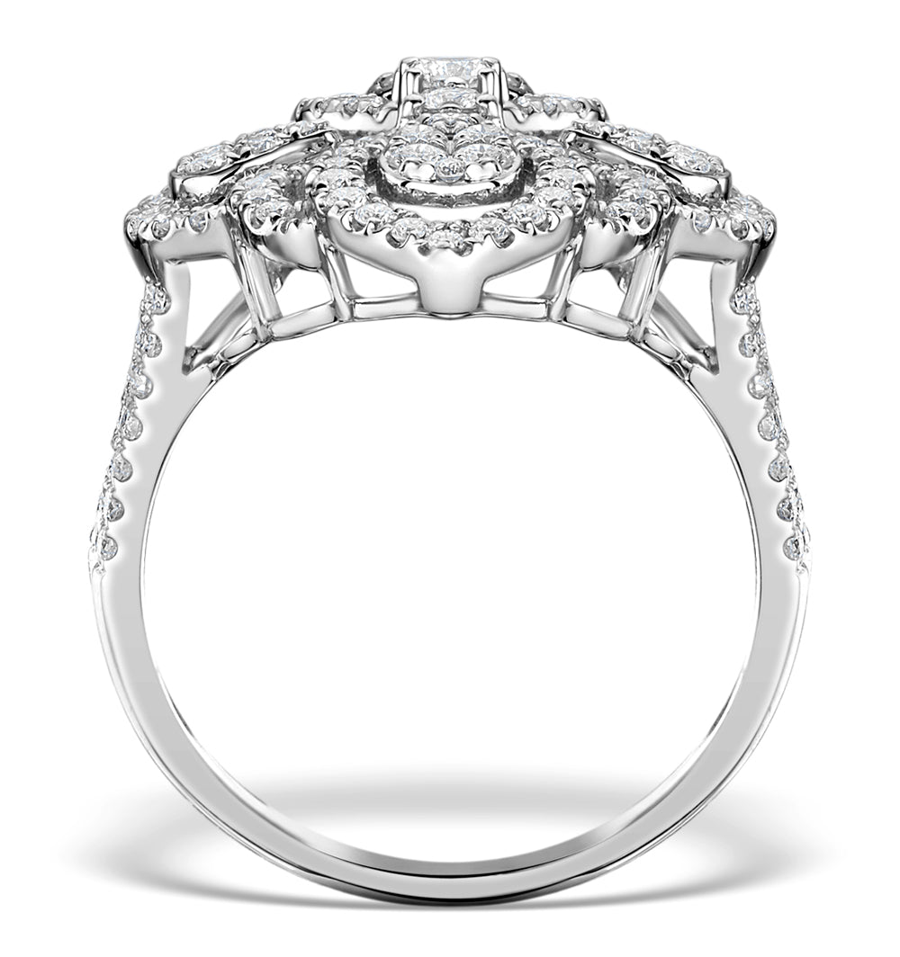 Vintage Diamond Ring 1.75CT H/Si in 18K White Gold -SIZE R