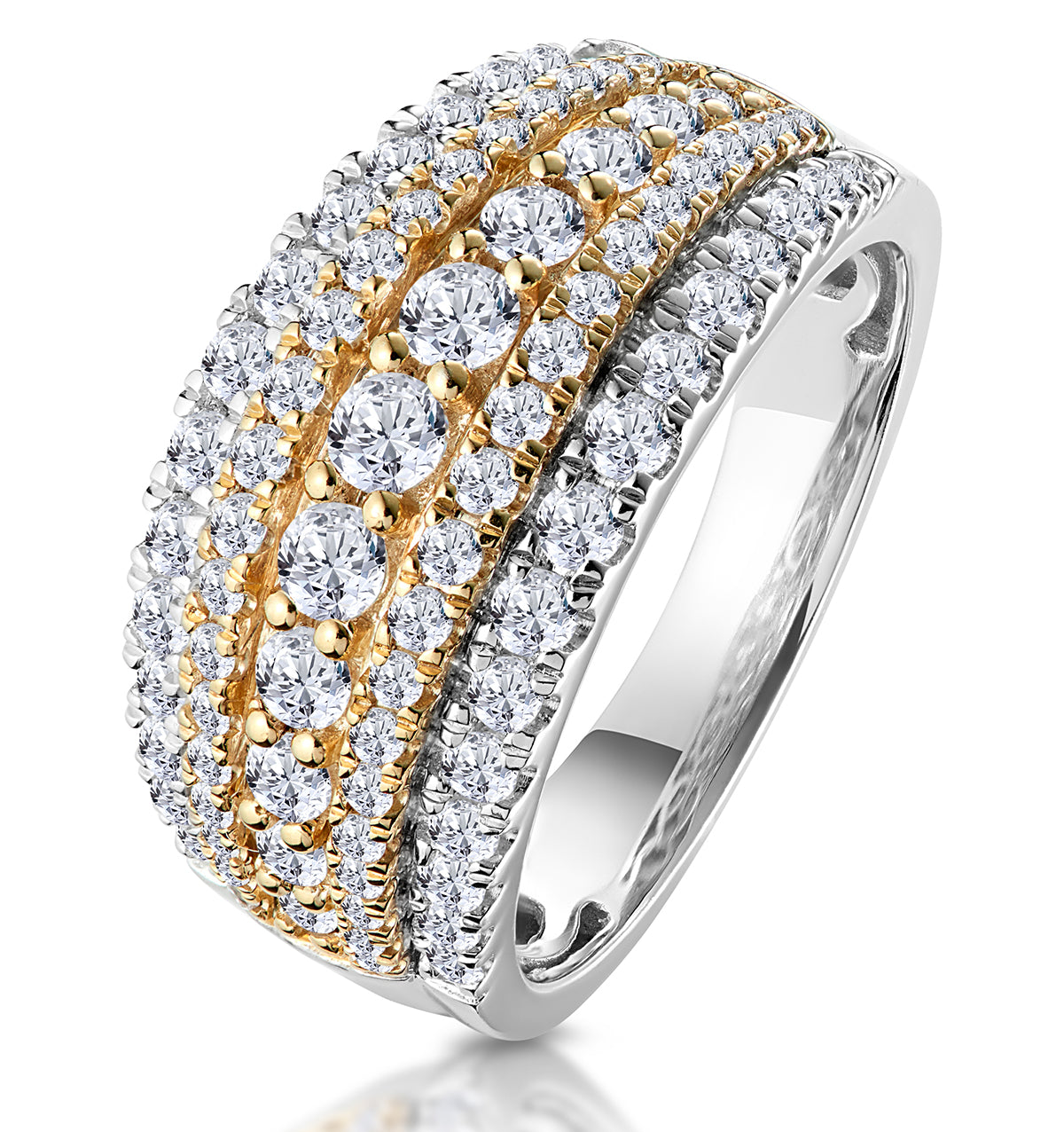 Diamond Alexis Ring with 1.5ct H/Si Set in 18K Two Tone Gold