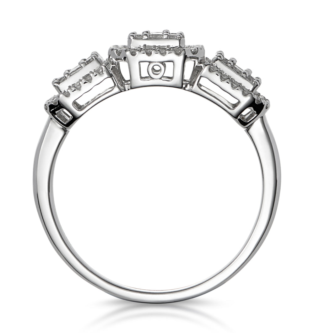 0.80ct Asteria Collection Diamond Baguette Ring in 18K White Gold
