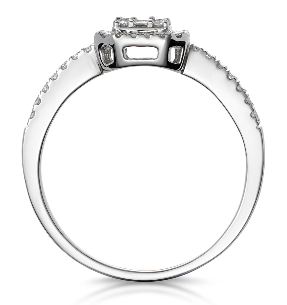 0.50ct Halo Baguette Diamond Ring Asteria Collection in 18K White Gold
