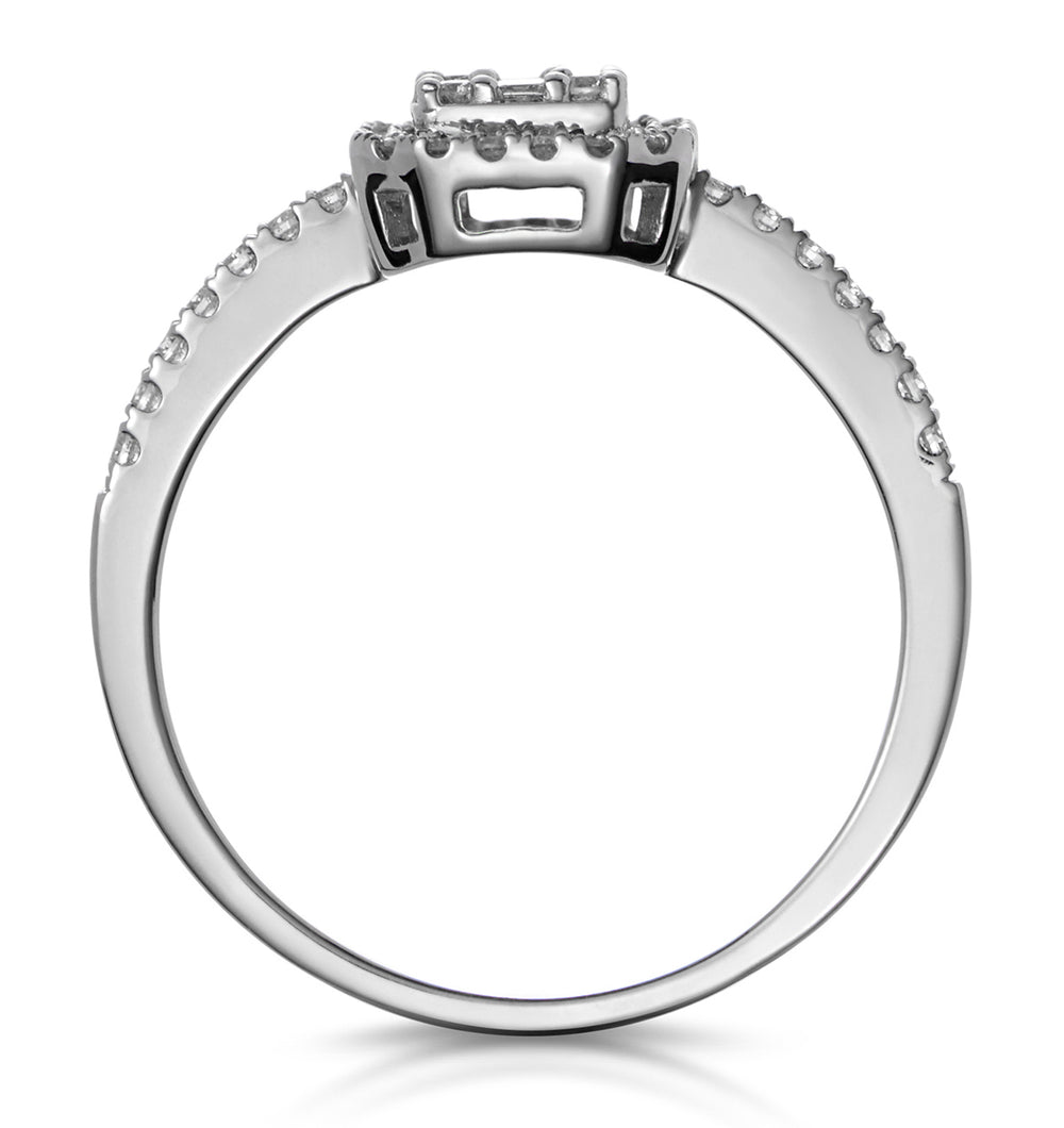 0.40ct Halo Baguette Diamond Asteria Ring in 18K White Gold