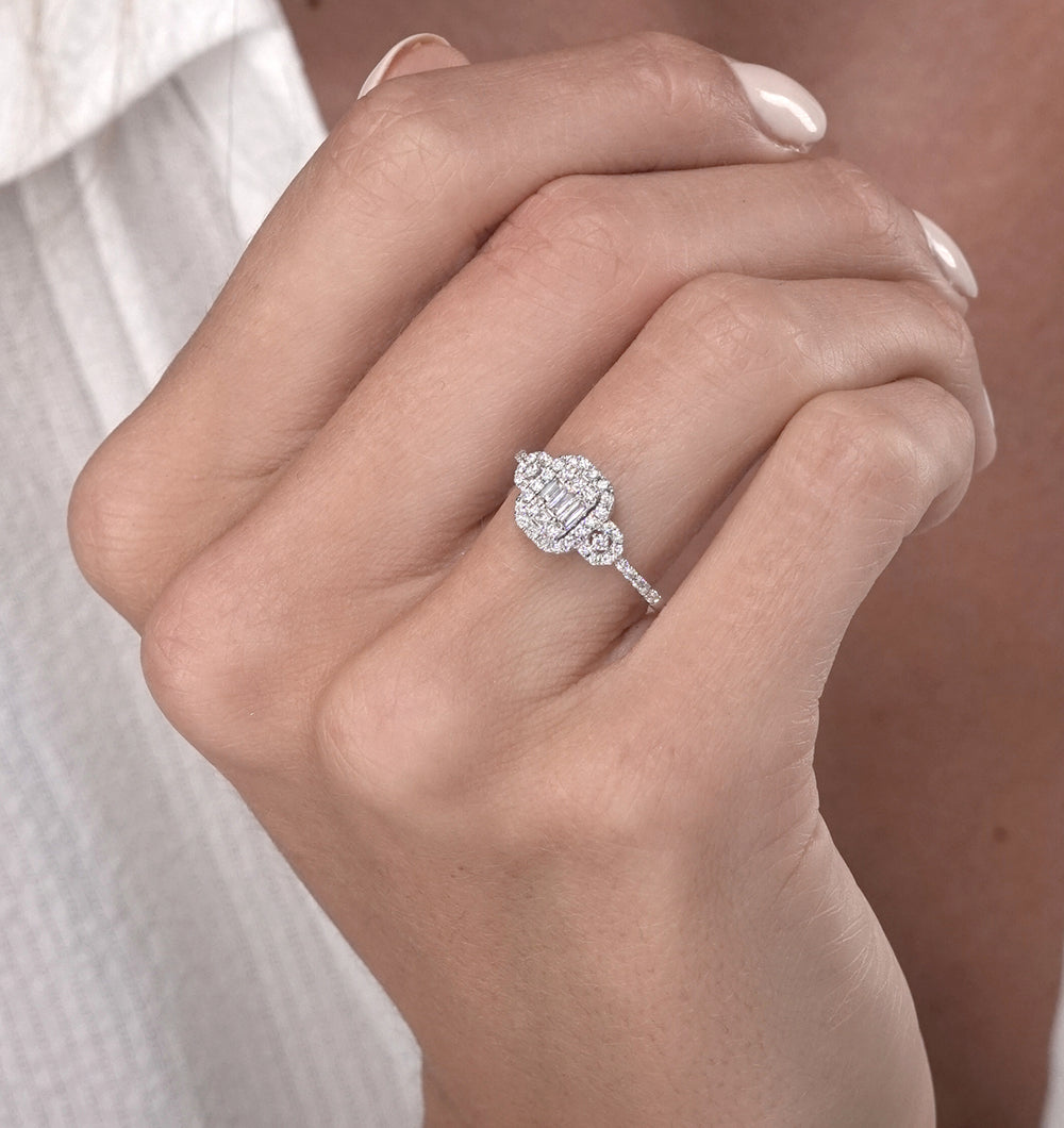 0.50ct Vintage Asteria Collection Diamond Ring in 18K White Gold