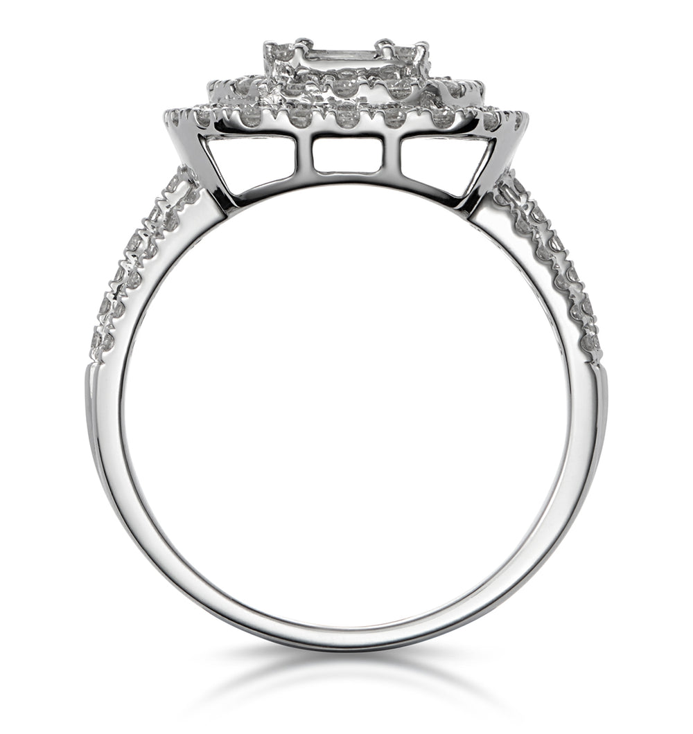 1.25ct Asteria Collection Double Halo Diamond Ring in 18K White Gold