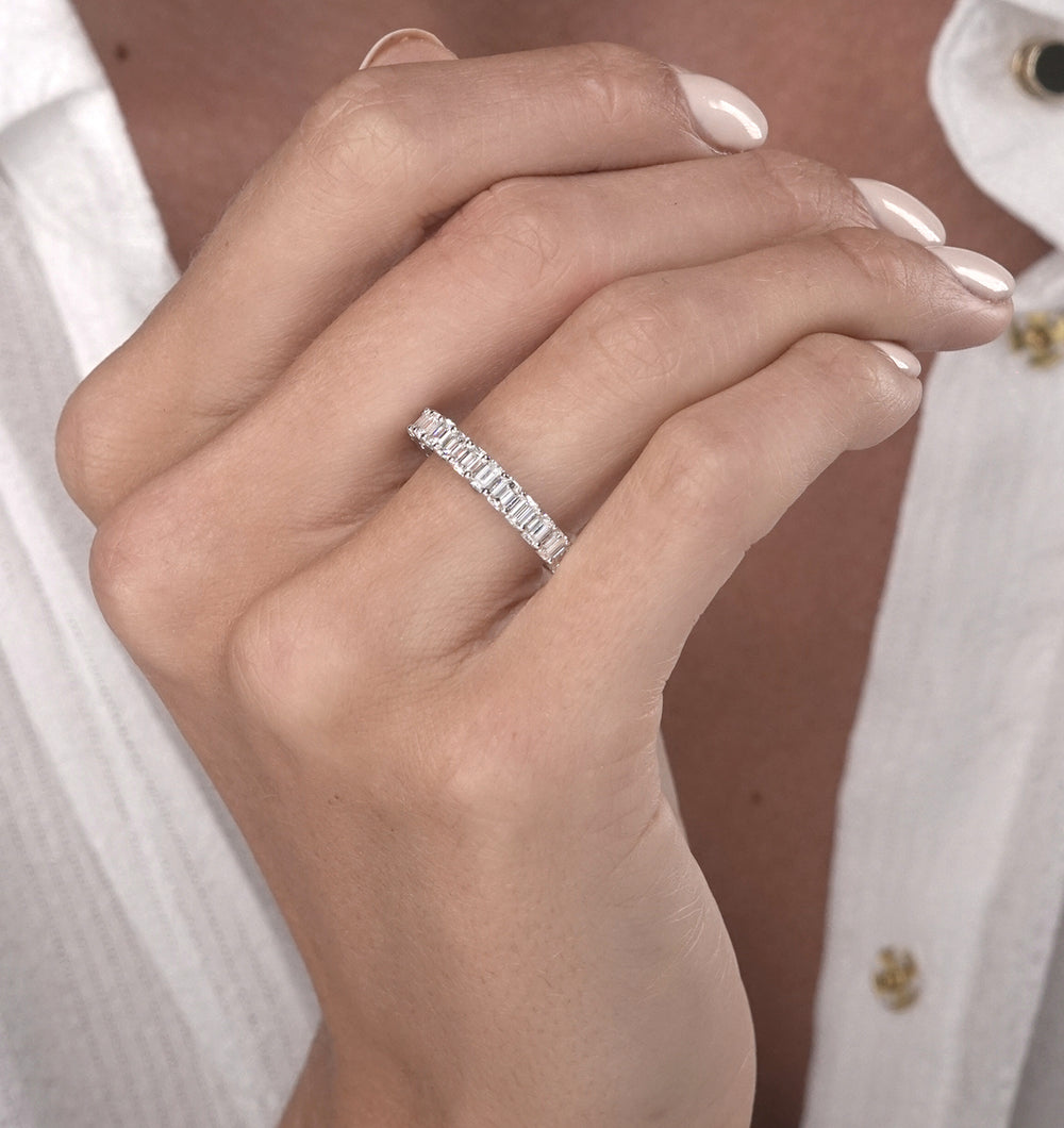 1.35ct Asteria Baguette Eternity Diamond Ring in 18K White Gold