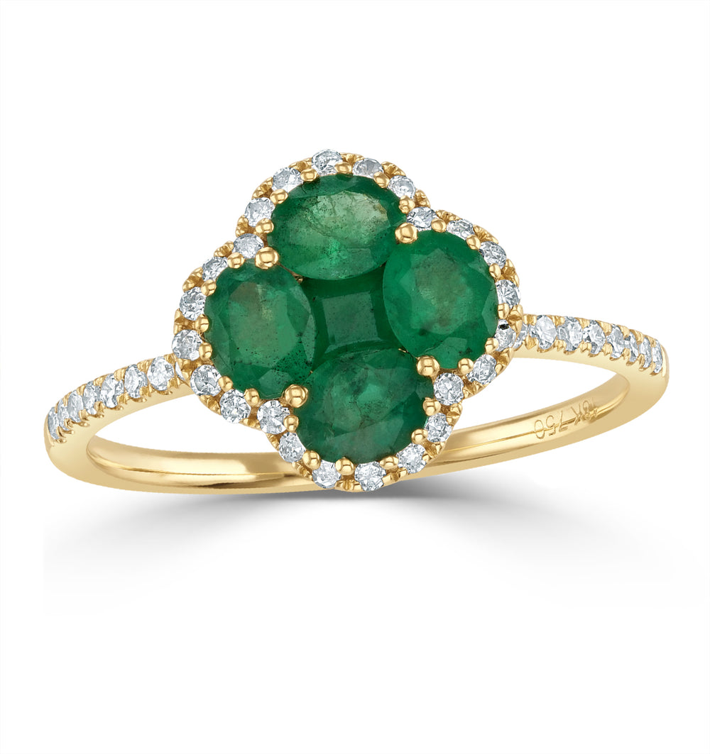 Emerald 1.06ct And Diamond 18K Yellow Gold Alegria Ring