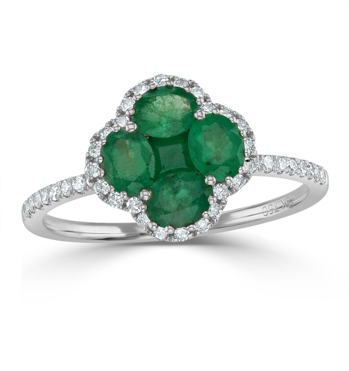 Emerald 1.06ct And Diamond 18K White Gold Alegria Ring