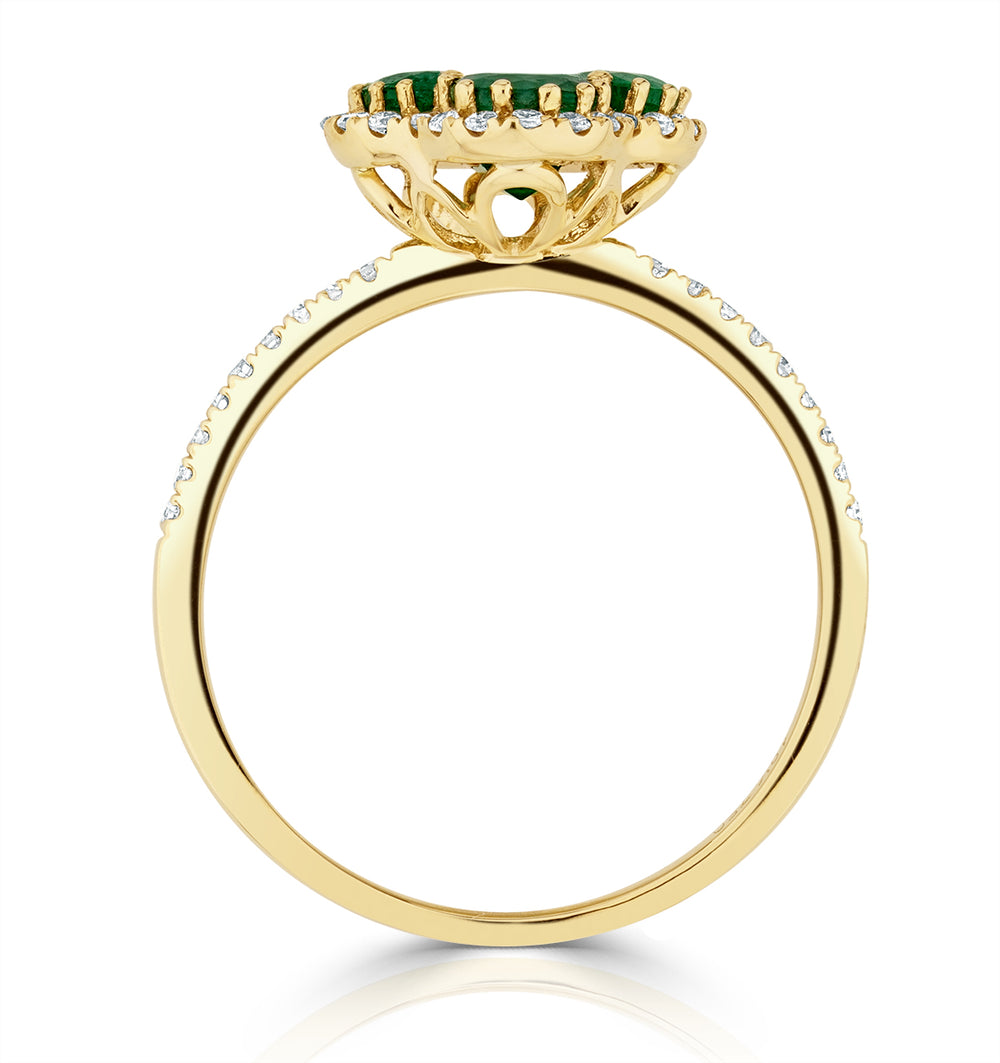 Emerald 1.06ct And Diamond 18K Yellow Gold Alegria Ring