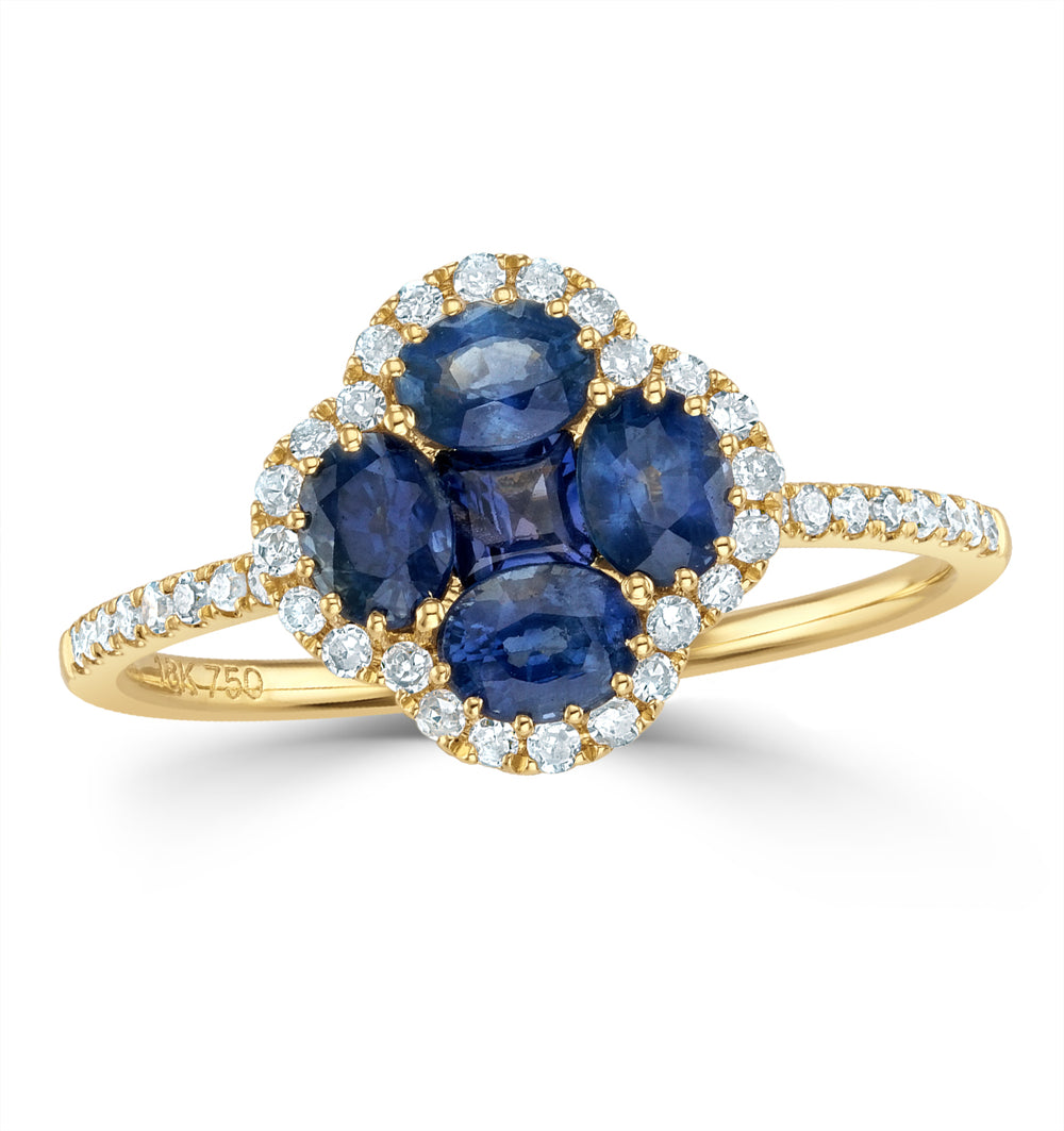 Alegria 1.31ct Sapphire and Lab Diamond Ring in 9K Yellow Gold