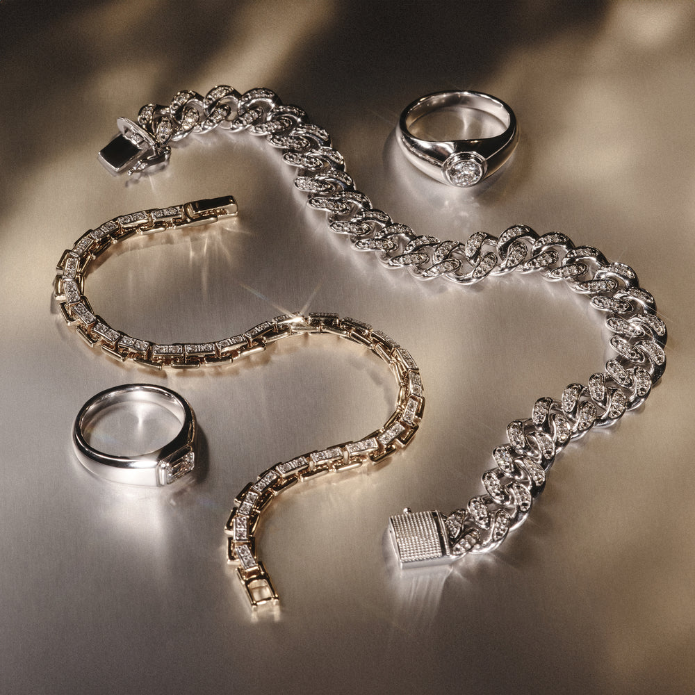 8.25 Inch Havana Cuban Lab Men Diamond Bracelet 0.50ct Cuban Lab Diamond Set in 925 Silver