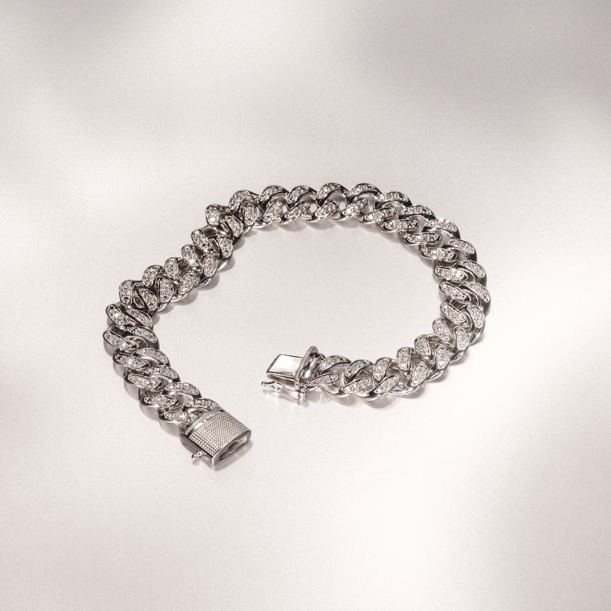 Havana Cuban Men's Lab Diamond Bracelet 1.20ct Cuban Lab Diamond Set in 925 Silver