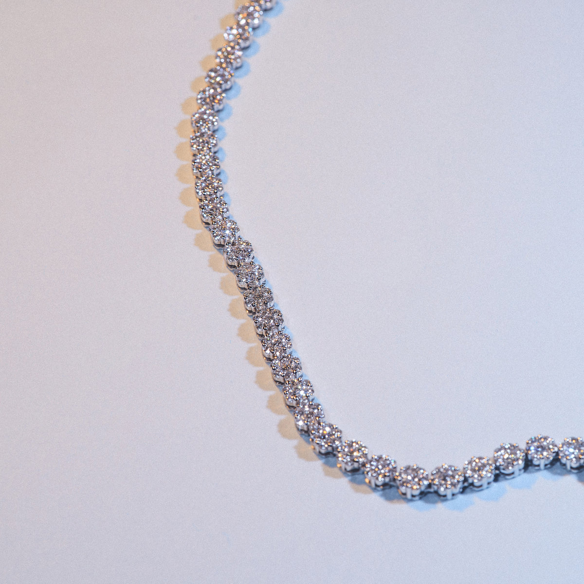 10.00ct Lab Diamond Cluster Tennis Necklace in 9K White Gold H/SI