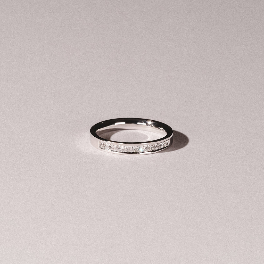Eterna Lab Diamond Princess Cut Half Eternity Ring 0.50ct H/SI in 925 Silver