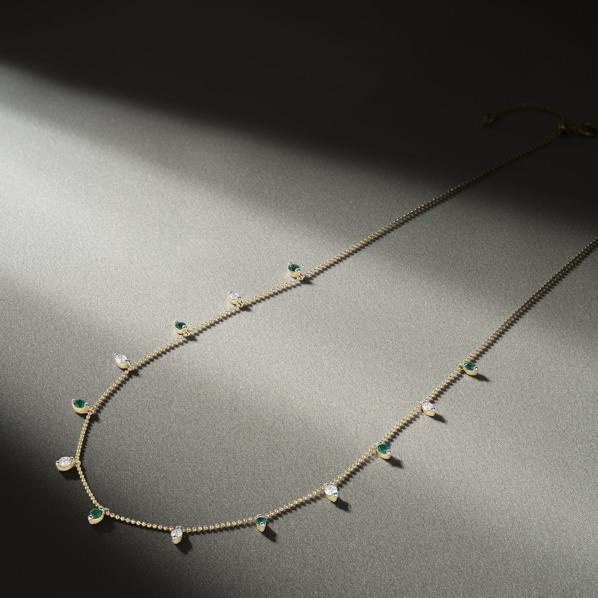 Vivara Lab Emerald and Lab Diamond Necklace Set in 9K Yellow Gold