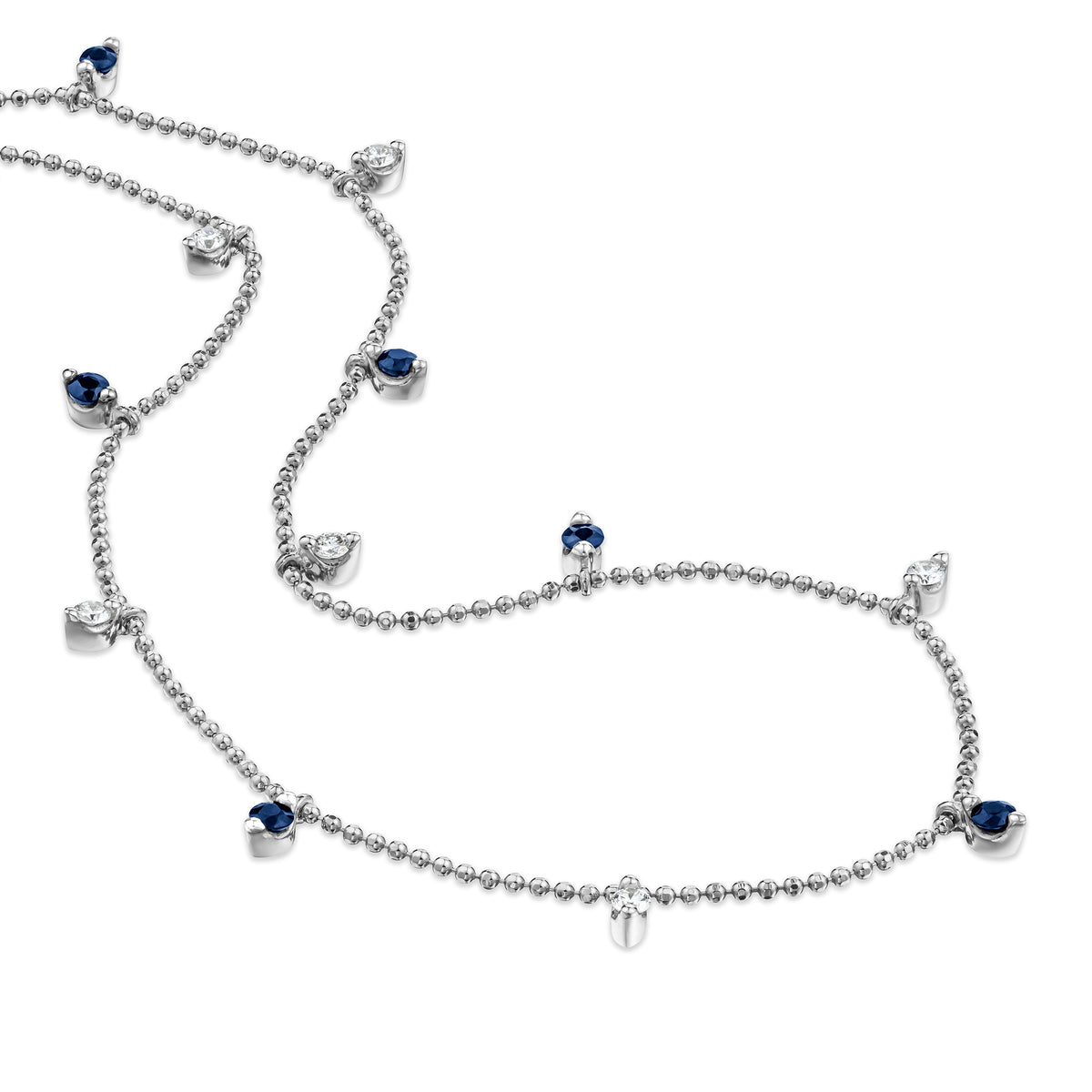 Vivara Lab Sapphire and Lab Diamond Necklace Set in 9K White Gold