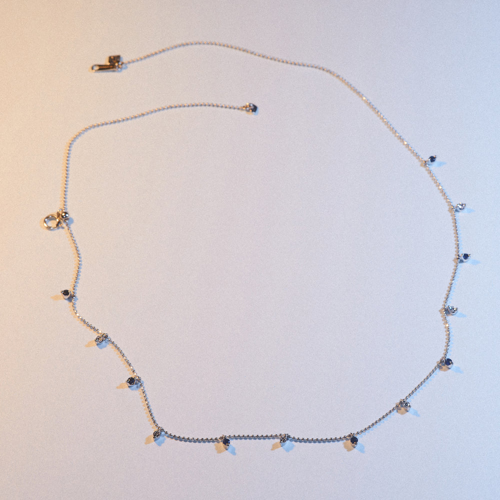 Vivara Lab Sapphire and Lab Diamond Necklace Set in 9K White Gold