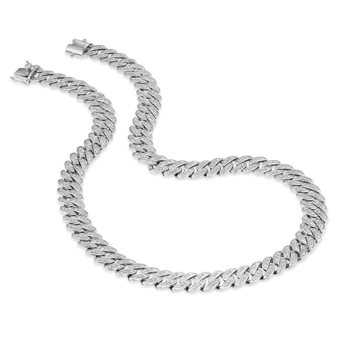 21 Inch Havana Cuban Lab Diamond Necklace 3.00ct Set in 925 Silver