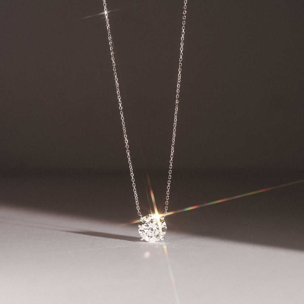 Wanderlust 3.00ct Floating Round Cut Lab Diamond Necklaces in 9K White Gold