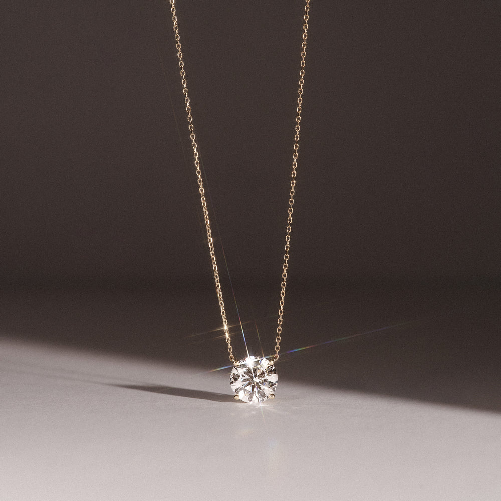 Wanderlust 3.00ct Floating Round Cut Lab Diamond Necklaces in 9K Yellow Gold