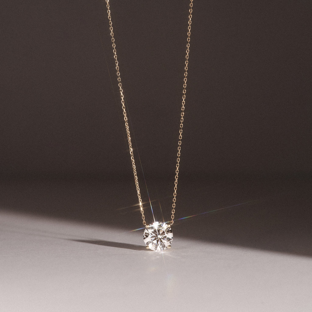 Wanderlust 3.00ct Floating Round Cut Lab Diamond Necklaces in 9K Yellow Gold