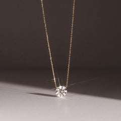 Wanderlust 3.00ct Floating Round Cut Lab Diamond Necklaces in 9K Yellow Gold
