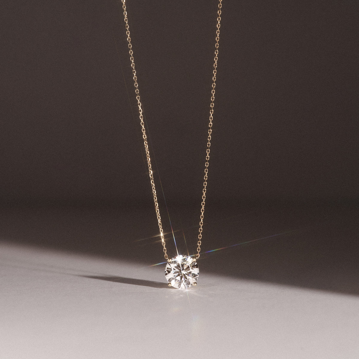 Wanderlust 3.00ct Floating Round Cut Lab Diamond Necklaces in 9K Yellow Gold