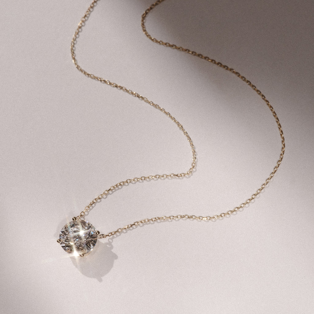 Wanderlust 3.00ct Floating Round Cut Lab Diamond Necklaces in 9K Yellow Gold