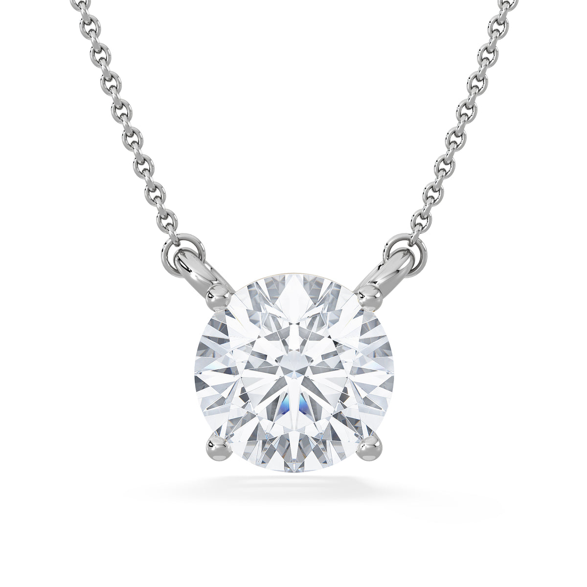 Wanderlust 3.00ct Floating Round Cut Lab Diamond Necklaces in 9K White Gold