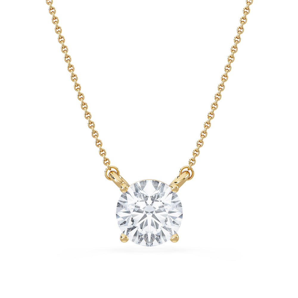 Wanderlust 3.00ct Floating Round Cut Lab Diamond Necklaces in 9K Yellow Gold