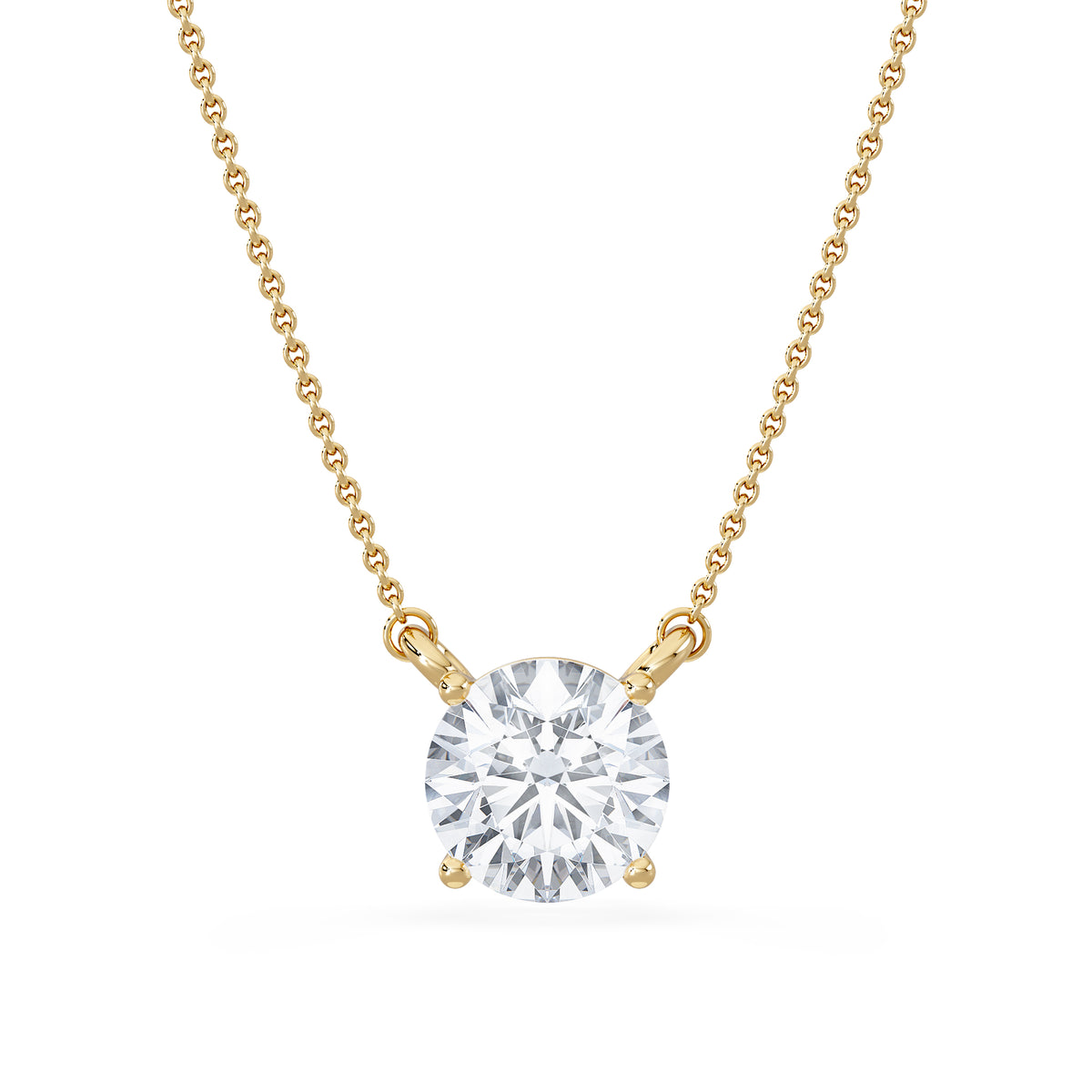 Wanderlust 3.00ct Floating Round Cut Lab Diamond Necklaces in 9K Yellow Gold