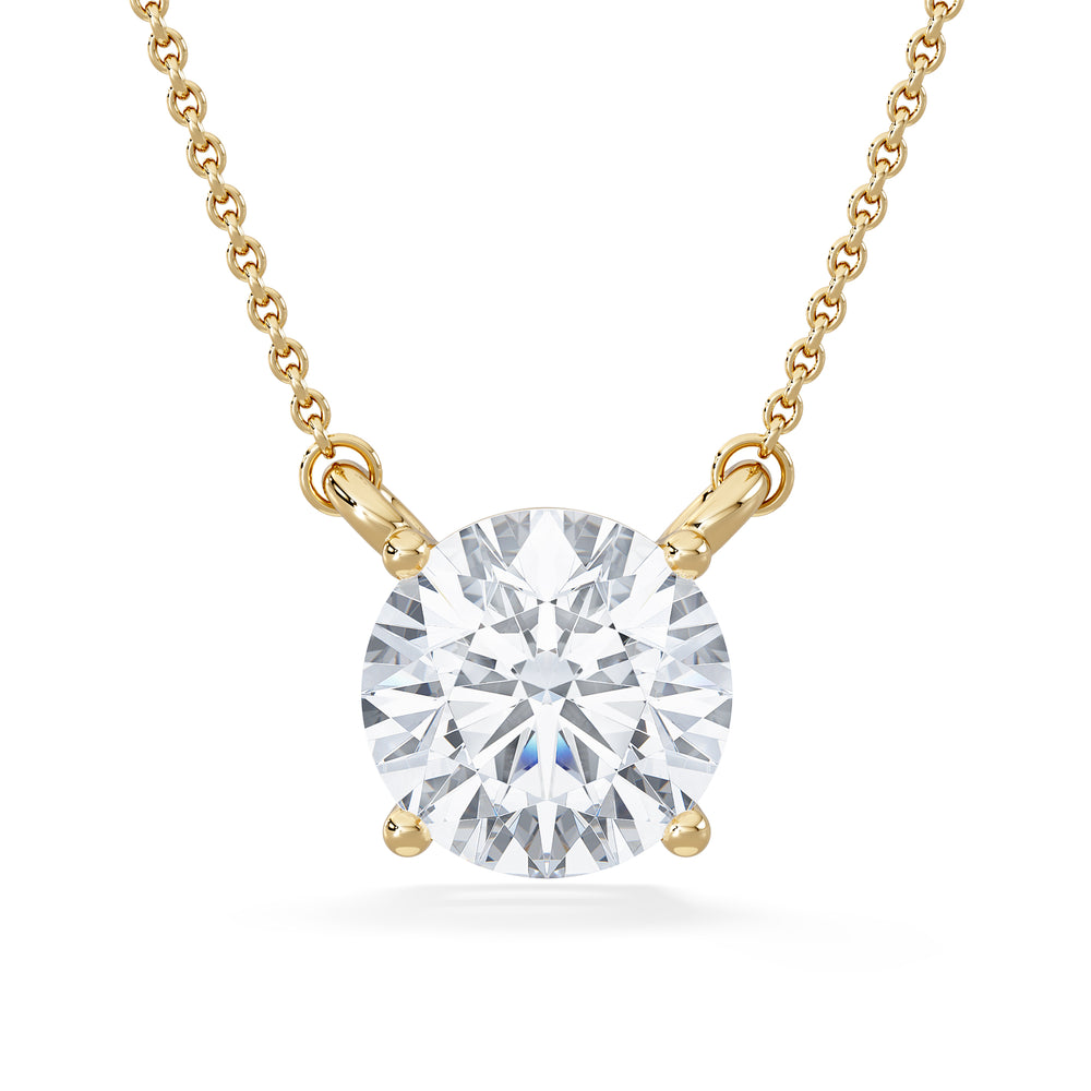 Wanderlust 3.00ct Floating Round Cut Lab Diamond Necklaces in 9K Yellow Gold