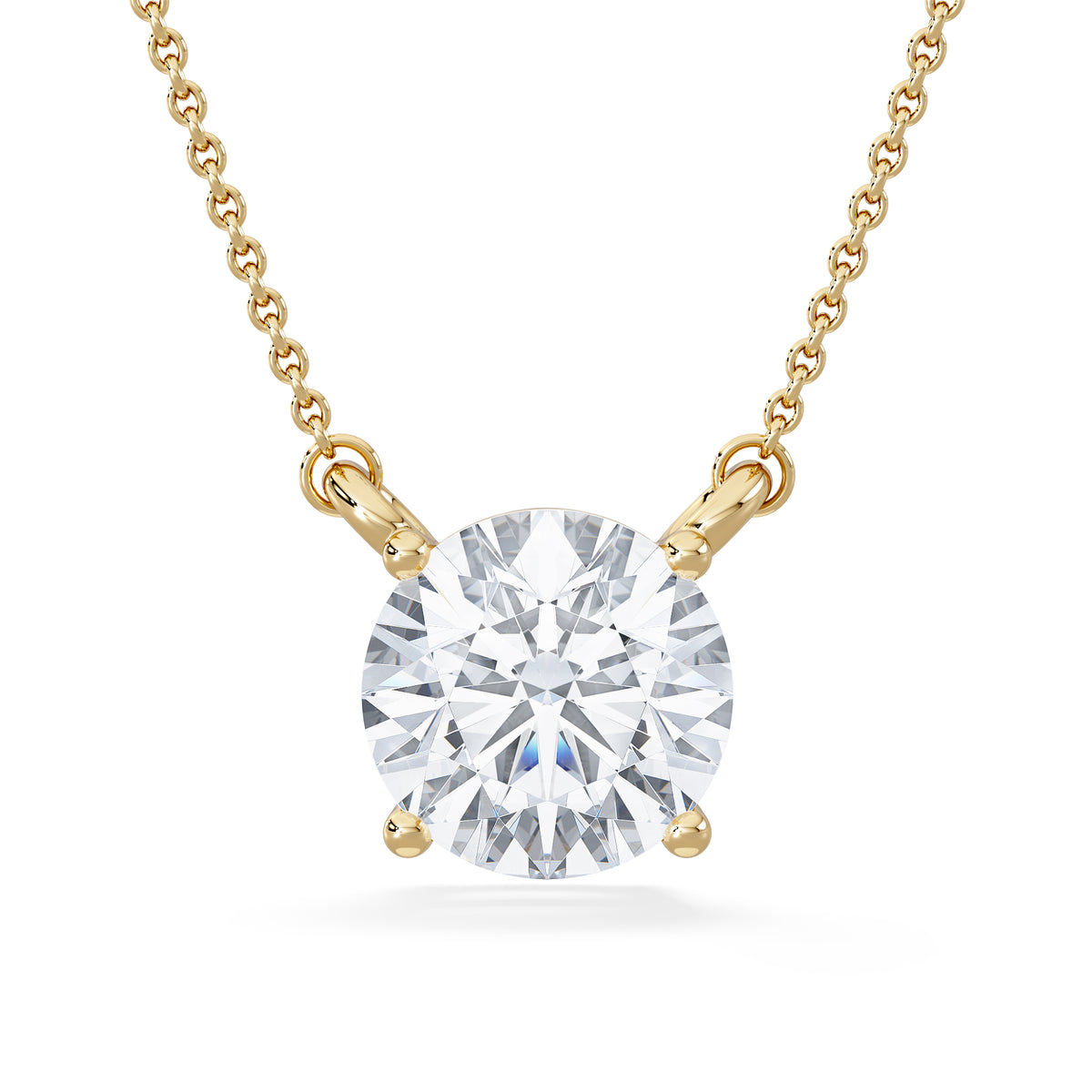 Wanderlust 3.00ct Floating Round Cut Lab Diamond Necklaces in 9K Yellow Gold