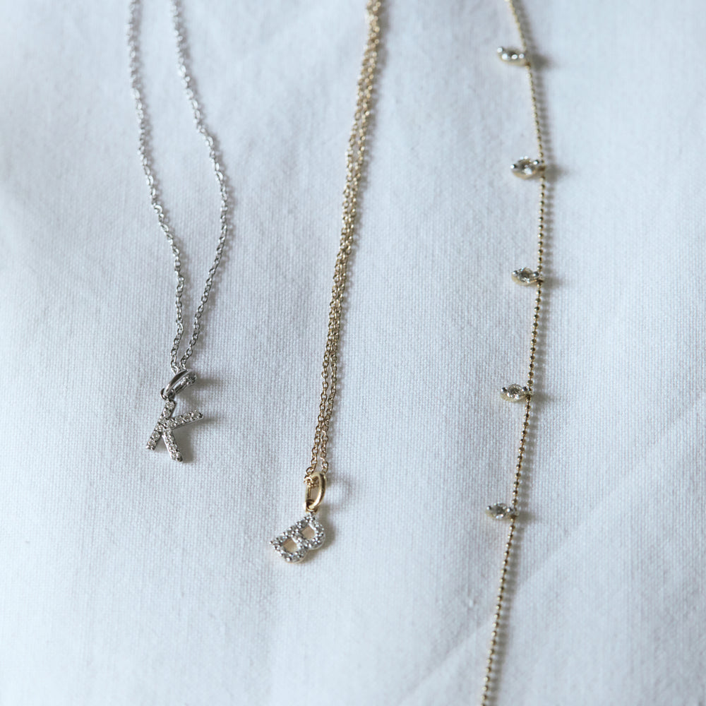 Love Letter Initial K Lab Diamond Necklace set in 925 Sterling Silver