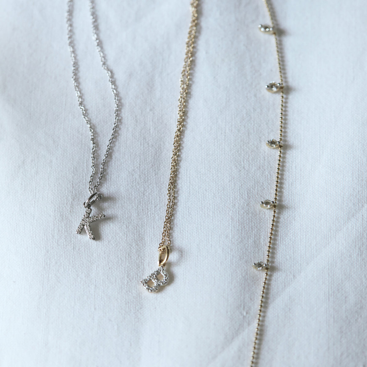 Love Letter Initial K Lab Diamond Necklace set in 925 Sterling Silver