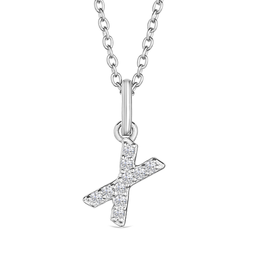Love Letter Initial X Lab Diamond Necklace set in 925 Sterling Silver