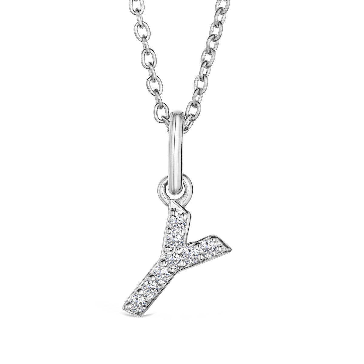 Love Letter Initial Y Lab Diamond Necklace set in 925 Sterling Silver