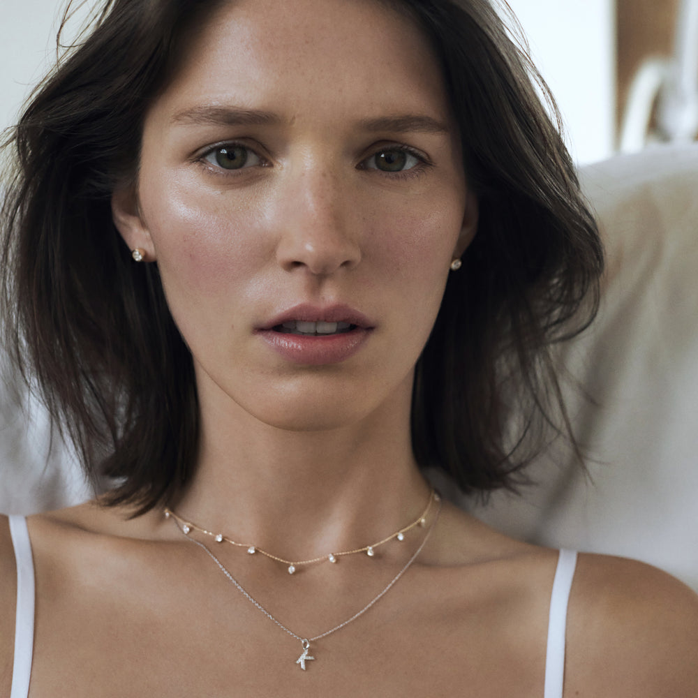 Love Letter Initial D Lab Diamond Necklace set in 925 Sterling Silver