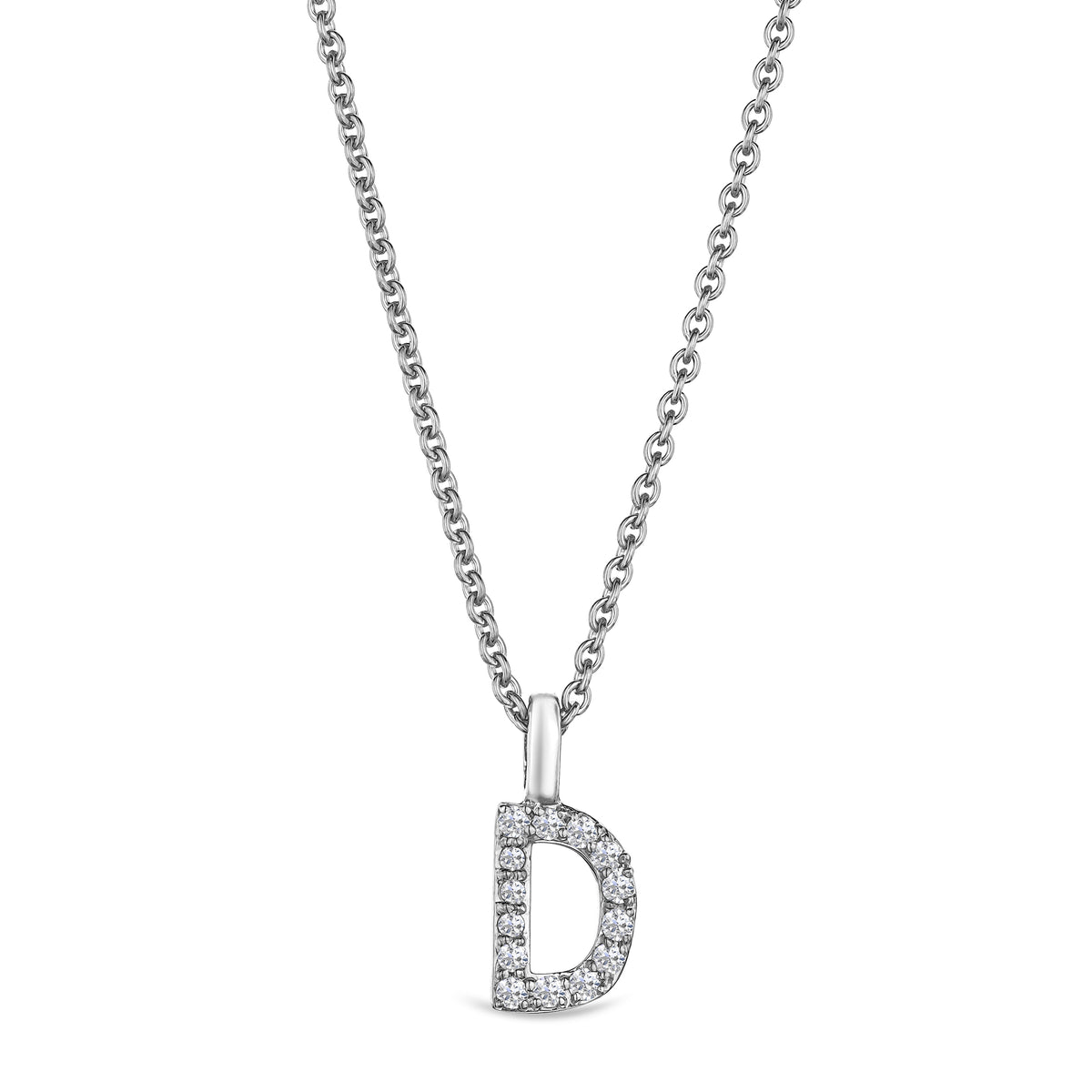 Love Letter Initial D Lab Diamond Necklace set in 9K White Gold