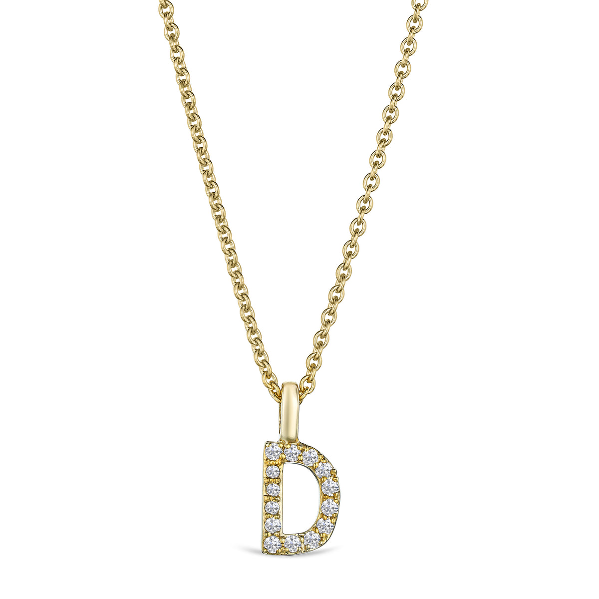 Love Letter Initial D Lab Diamond Necklace set in 9K Yellow Gold
