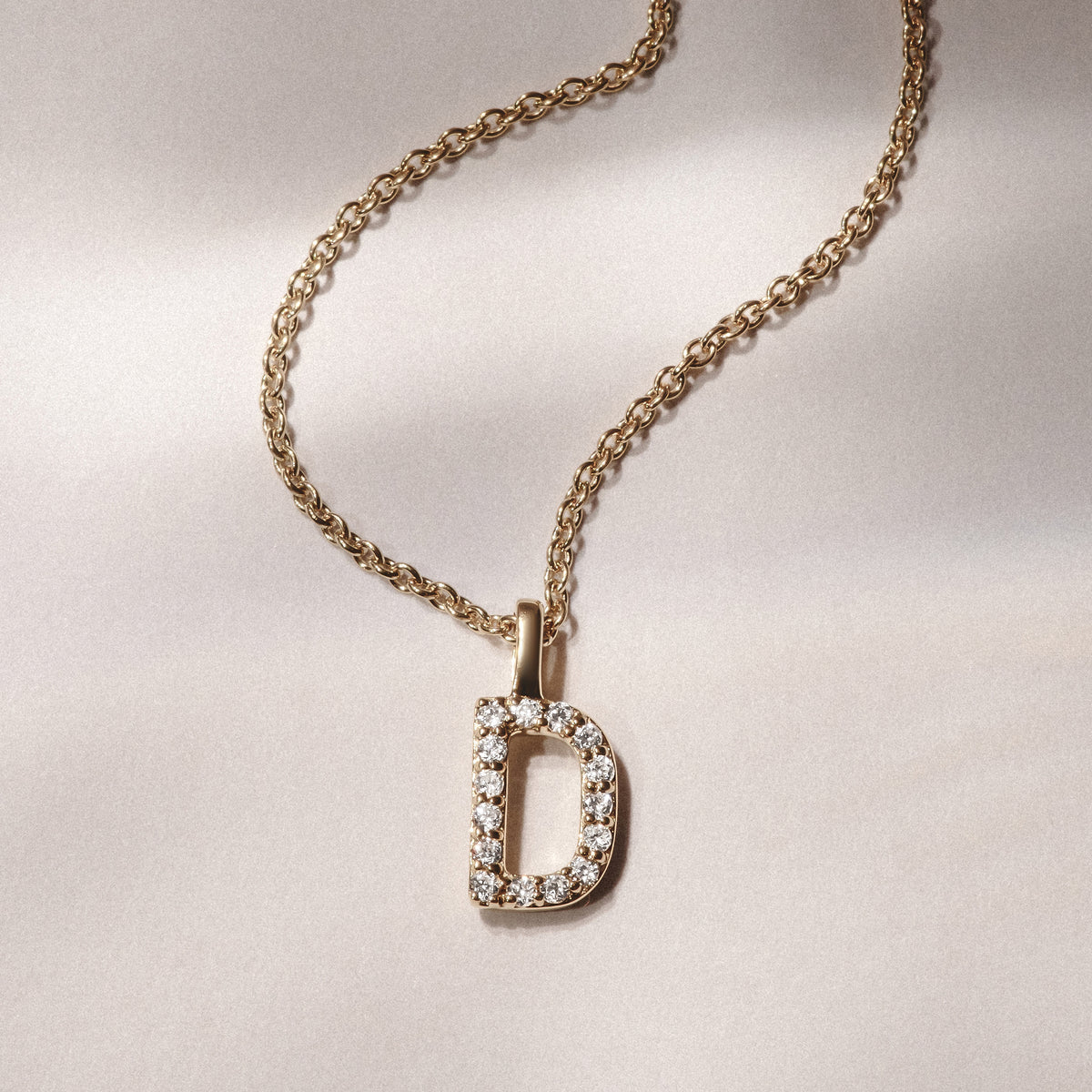 Love Letter Initial D Lab Diamond Necklace set in 9K Yellow Gold