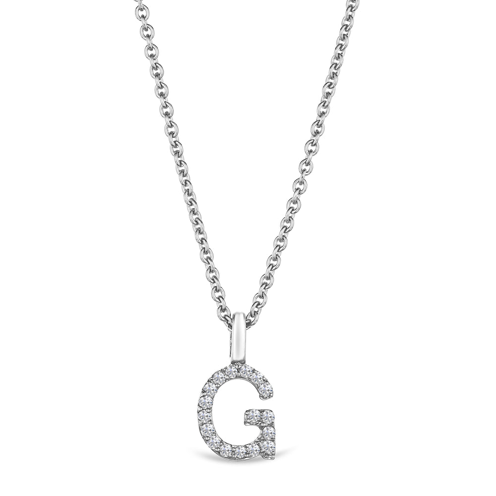 Love Letter Initial G Lab Diamond Necklace set in 9K White Gold